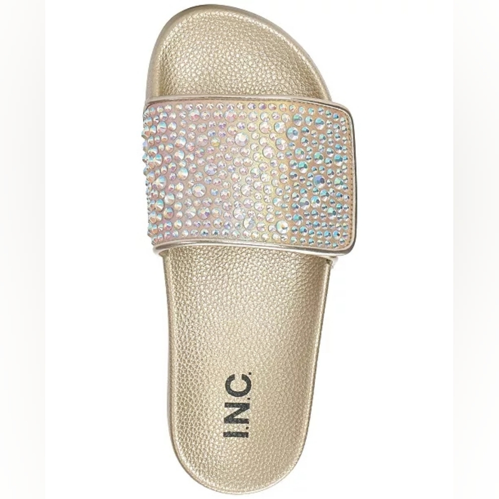 I.N.C. International Concepts Women's Peymin Gold Pool Slides Sandals Size 9 - Picture 4 of 10